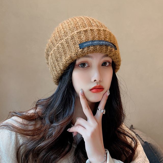 Lettering Applique Knit Beanie