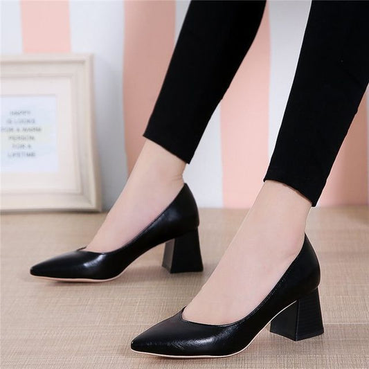 Pointy-Toe Pumps Chunky-Heel