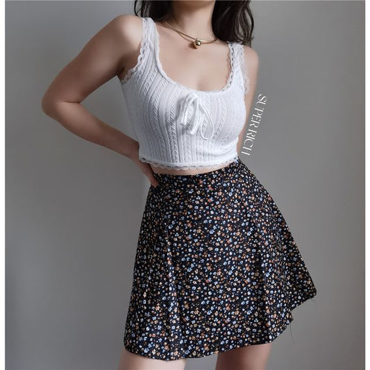 Print Mini Floral Skirt A-Line
