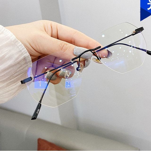 Filtering Rimless Light Blue Glasses