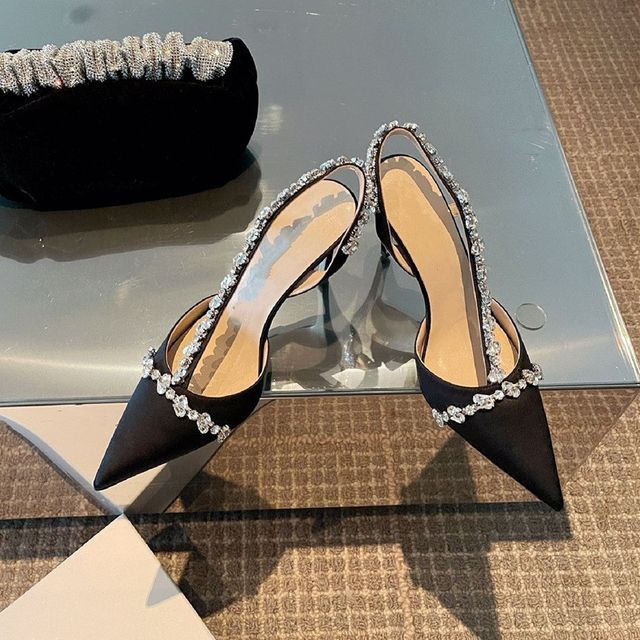 Heel Pointy Rhinestone Stiletto Sandals