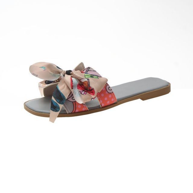 Ribbon Slide Flat Sandals