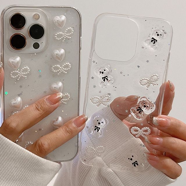 Case Phone Heart Transparent Bow Bear /