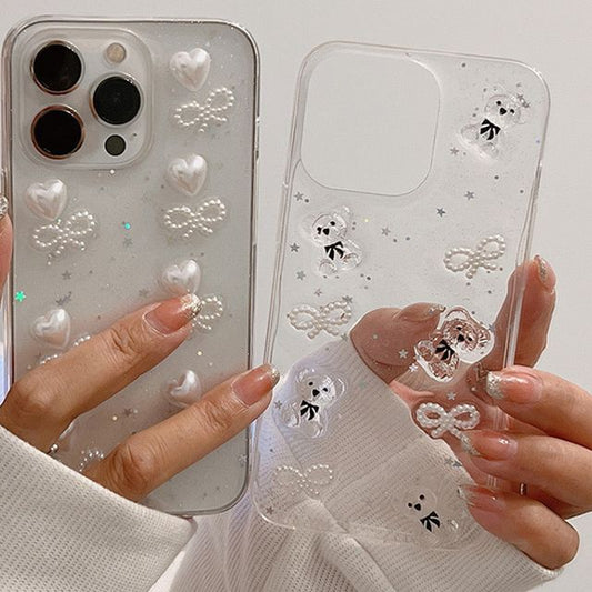 Case Phone Heart Transparent Bow Bear /