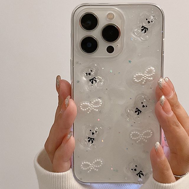 Case Phone Heart Transparent Bow Bear /