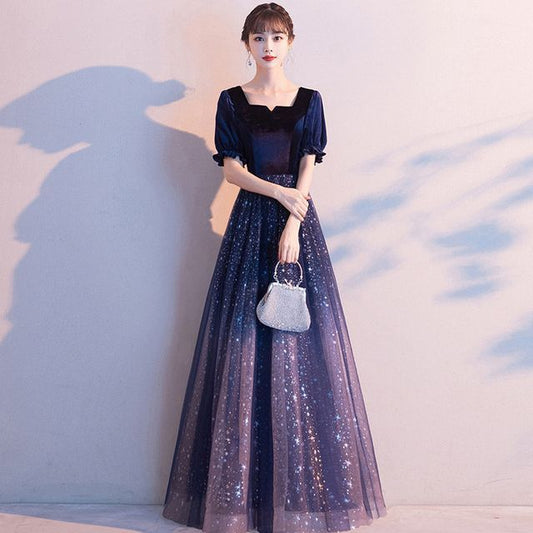 Gown Gradient Evening Mesh A-Line