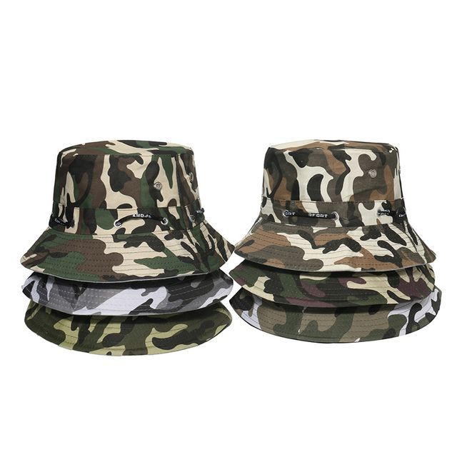Camouflage Hat Print Plain Bucket /