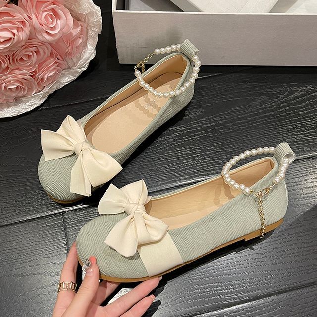 Pearl Flats Faux Bow
