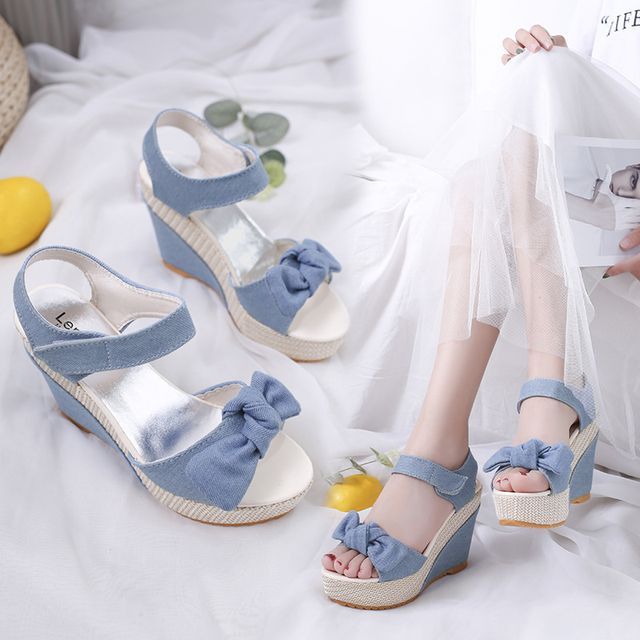 Denim Sandals Wedge-Heel Platform