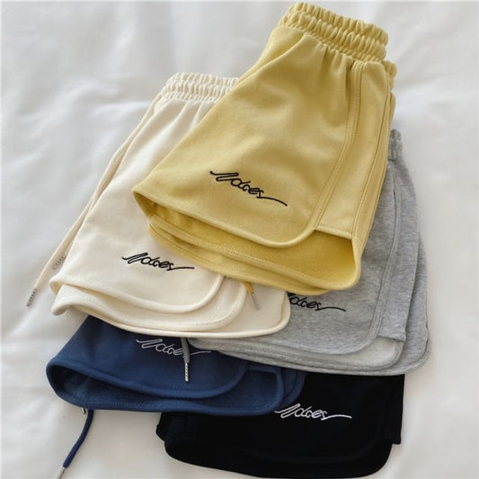 Waist Lettering Elastic Sweatshorts
