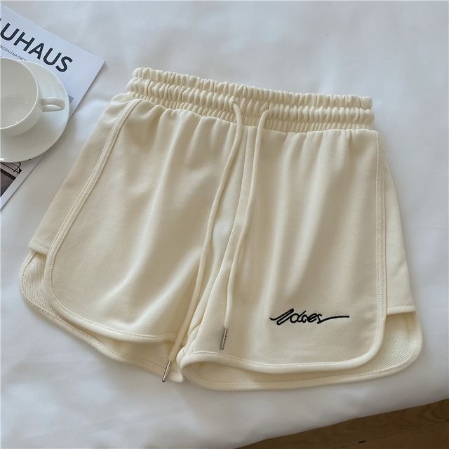 Waist Lettering Elastic Sweatshorts