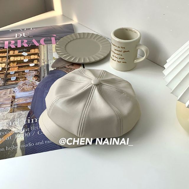 Leather Newsboy Faux Cap