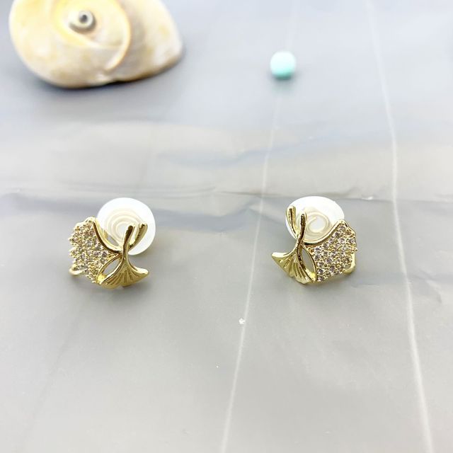 Leaf Rhinestone Alloy Earring