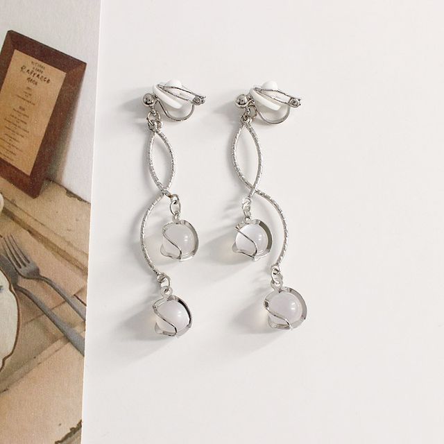 Cat Alloy Eye Stone Faux Earring Fringed