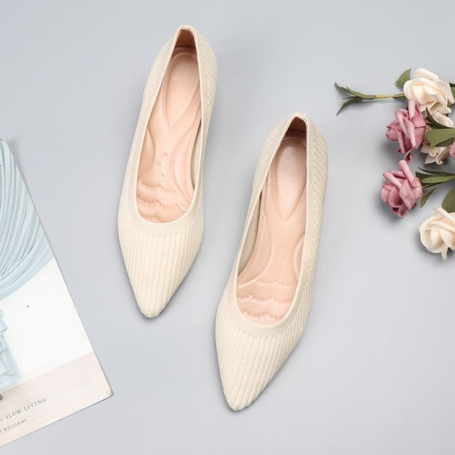 Knit Wedge Pumps Pointy-Toe Heel