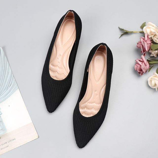 Knit Wedge Pumps Pointy-Toe Heel