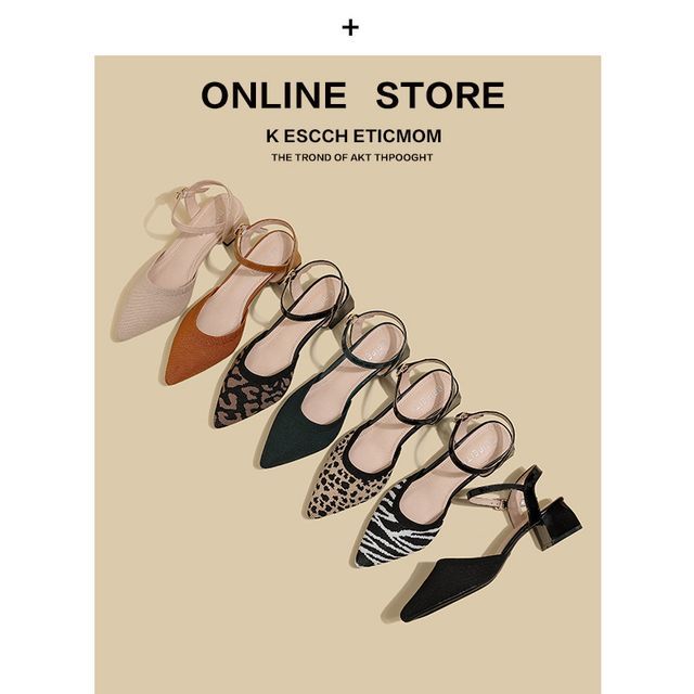 Sandals Pointy-Toe Strap Heel Ankle Chunky