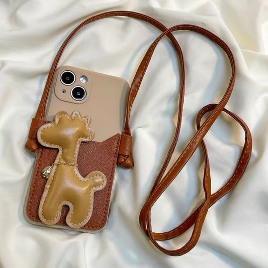 Phone Crossbody Giraffe Faux Pearl Strap Case