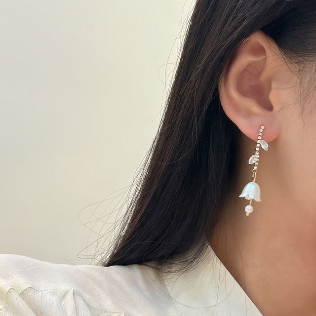 Tulip Earring Dangle Alloy Rhinestone