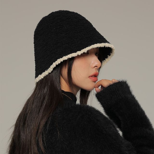 Trim Hat Knit Bucket Contrast