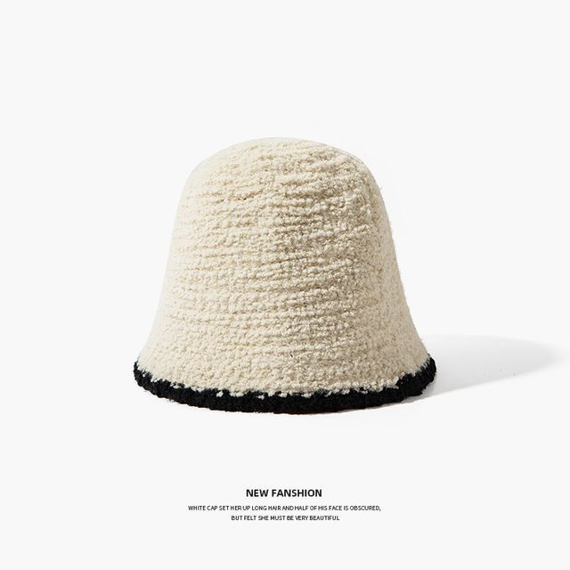 Trim Hat Knit Bucket Contrast
