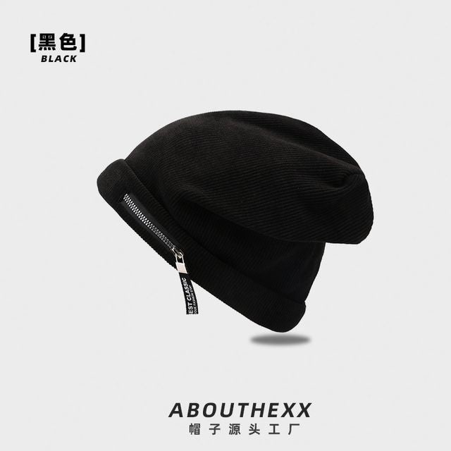 Detail Zip Ribbed Beanie