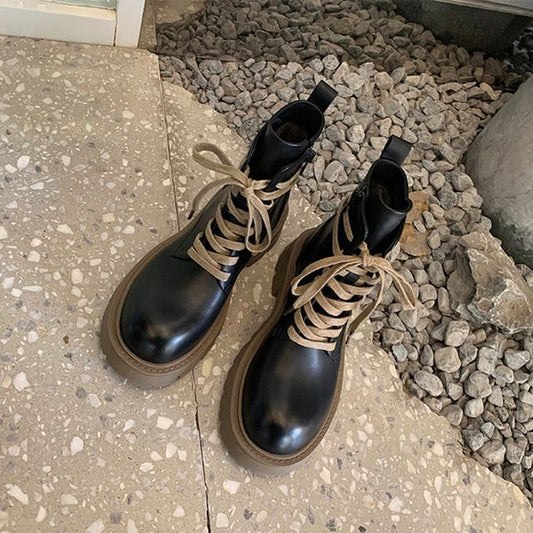 Color Block Short Boots Chunky-Heel