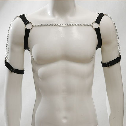 Alloy Chain Faux Leather Shoulder Harness with Armband