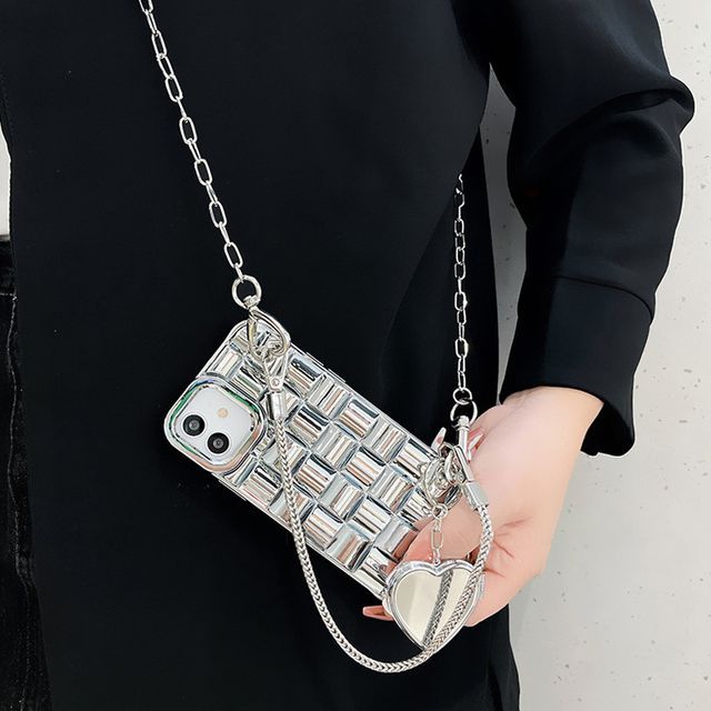 Metallic Case Chain Phone