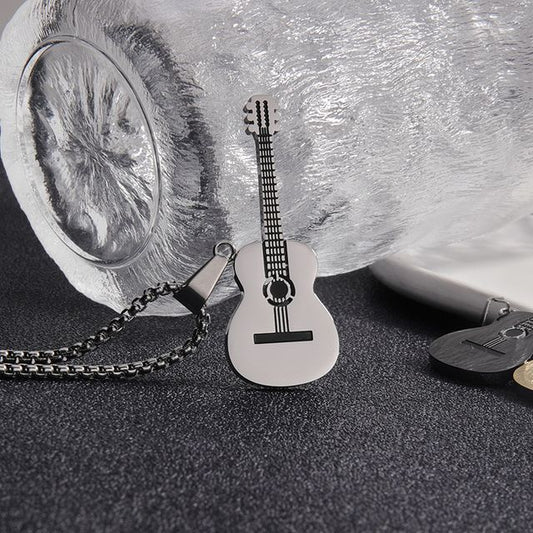 Guitar Pendant Stainless Steel Necklace