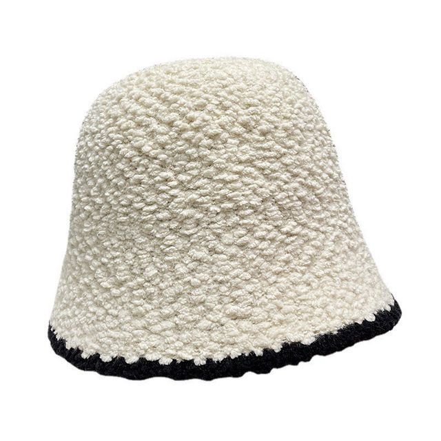 Faux Hat Shearling Contrast Trim Bucket