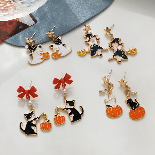 Drop Halloween Earring Clip / Enamel On