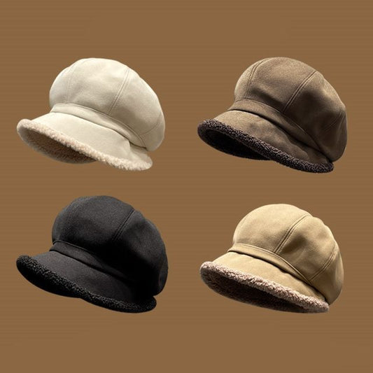 Trim Faux Shearling Beret