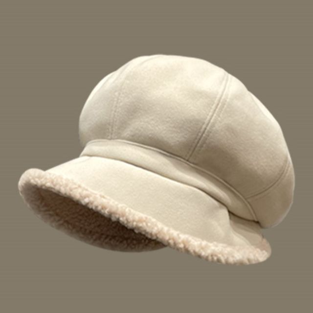 Trim Faux Shearling Beret