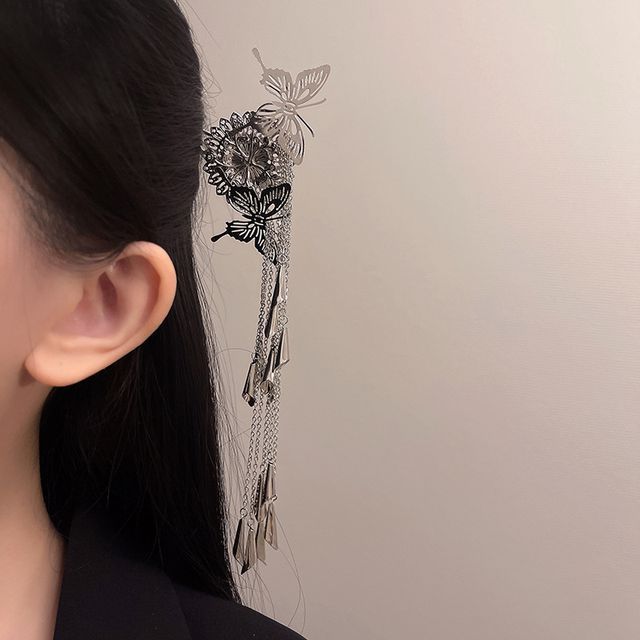 Fringed Alloy Hair Stick Butterfly