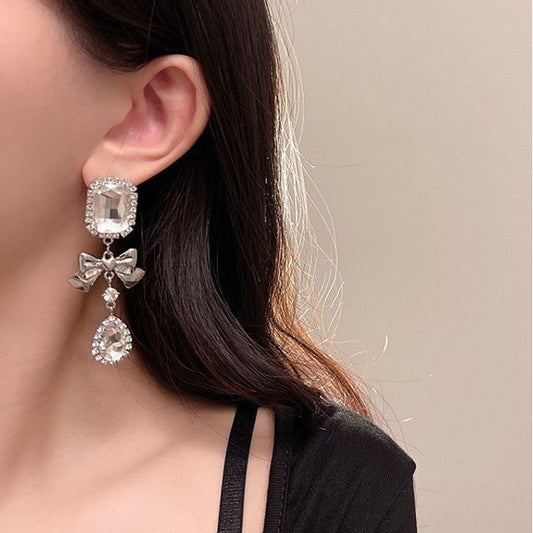Crystal Earring Dangle Faux Bow
