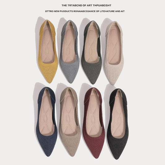 Low-Heel Pointed Pumps Knit