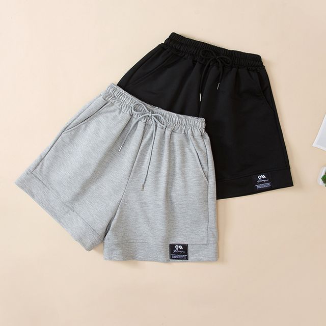 Shorts Label Applique High Plain Waist