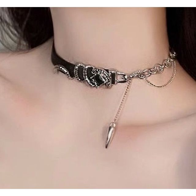 Choker Faux Leather Chained Bracelet /