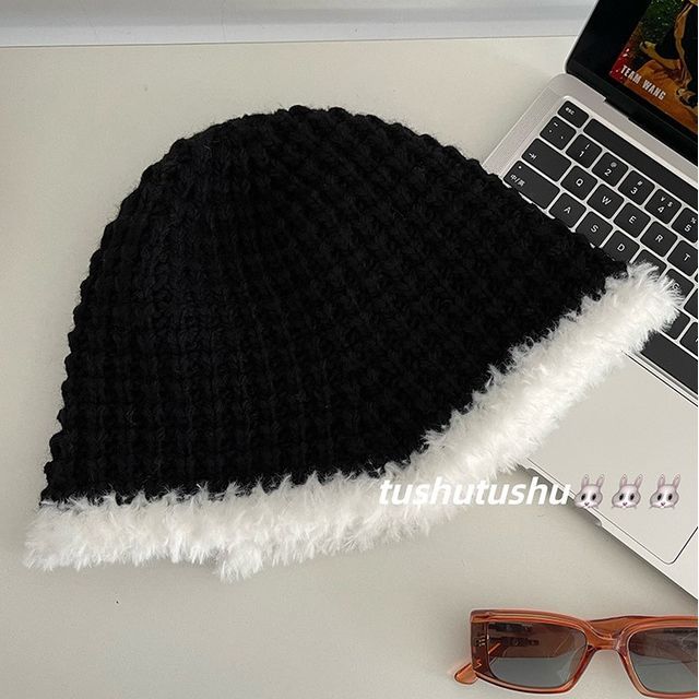 Hat Trim Fluffy Knit Cloche
