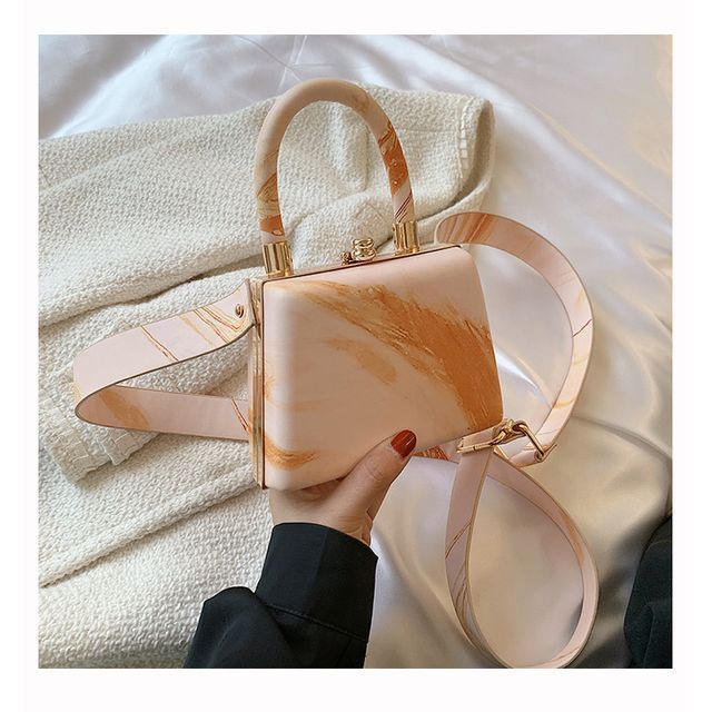 Leather Bag Boxy Faux Plain Hand