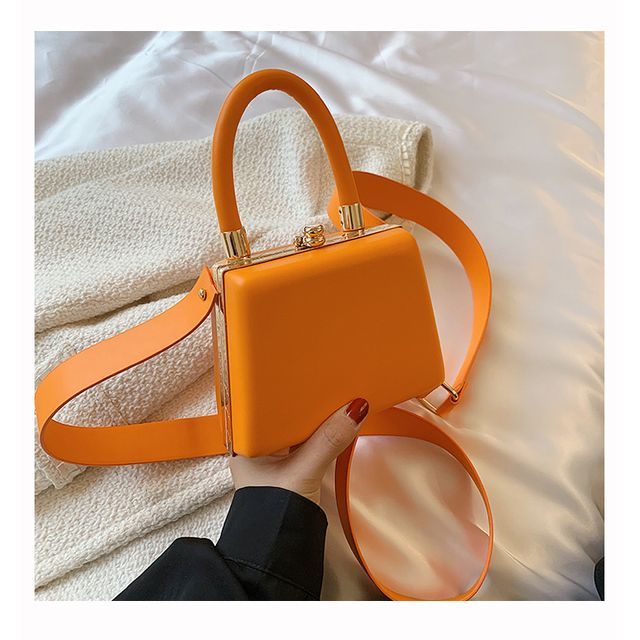 Leather Bag Boxy Faux Plain Hand