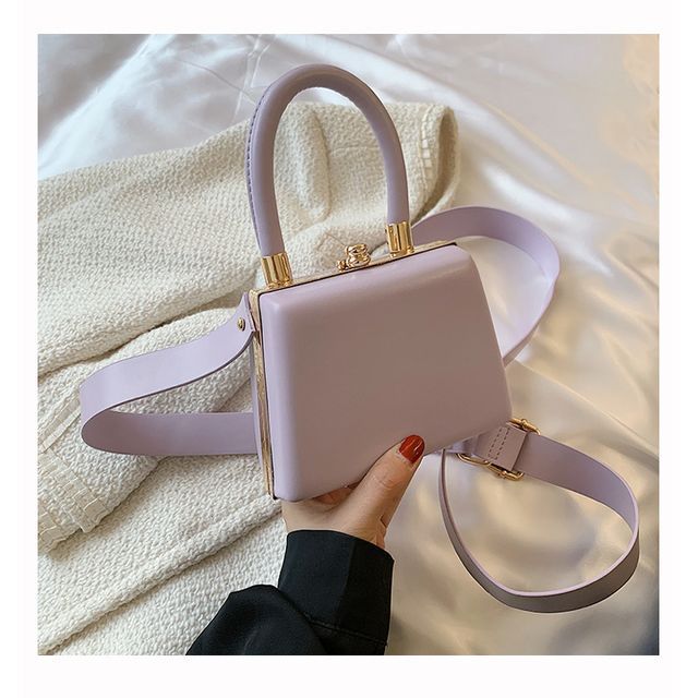 Leather Bag Boxy Faux Plain Hand