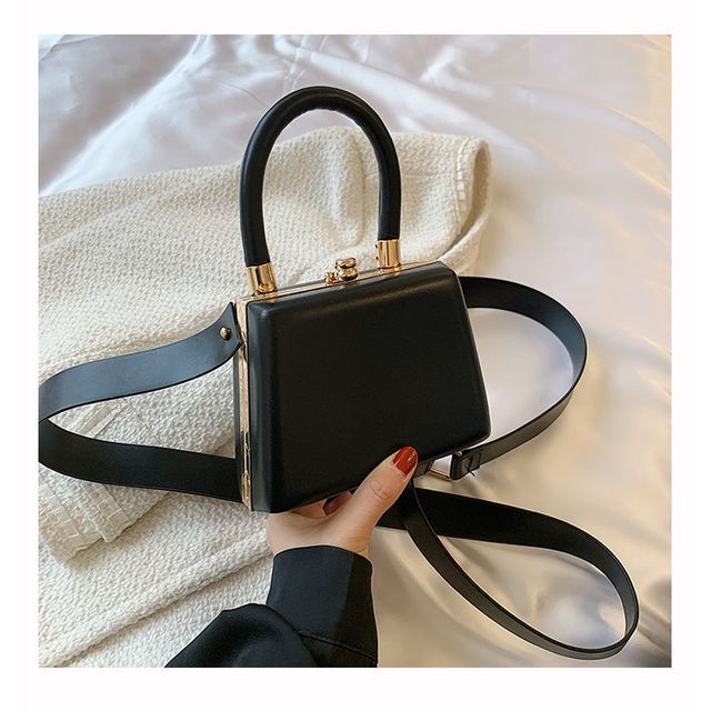 Leather Bag Boxy Faux Plain Hand