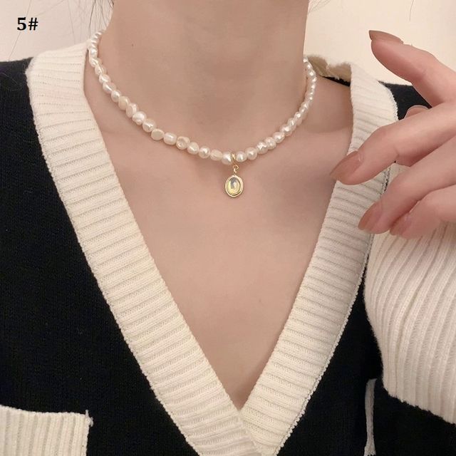 Pearl Faux Necklace Alloy