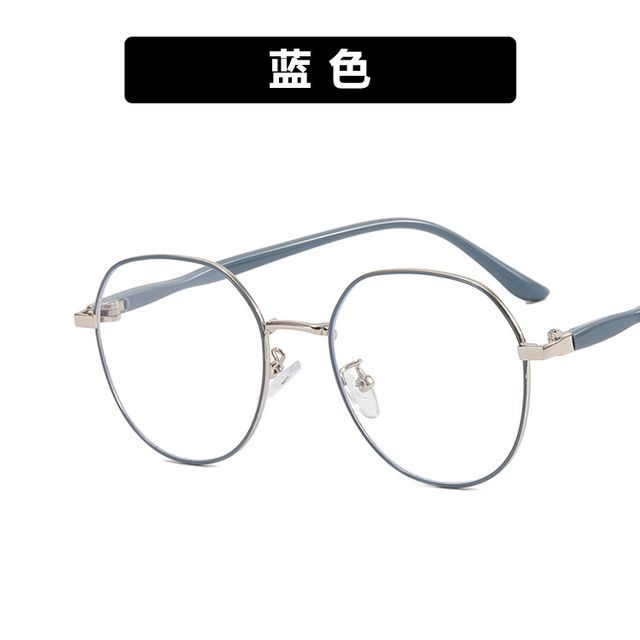 Frame Eyeglasses Light Blocking Round Blue