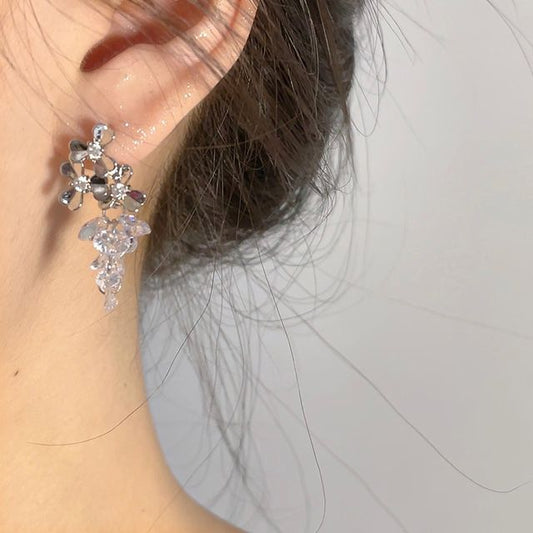 Grapes Faux Dangle Earring Crystal Alloy