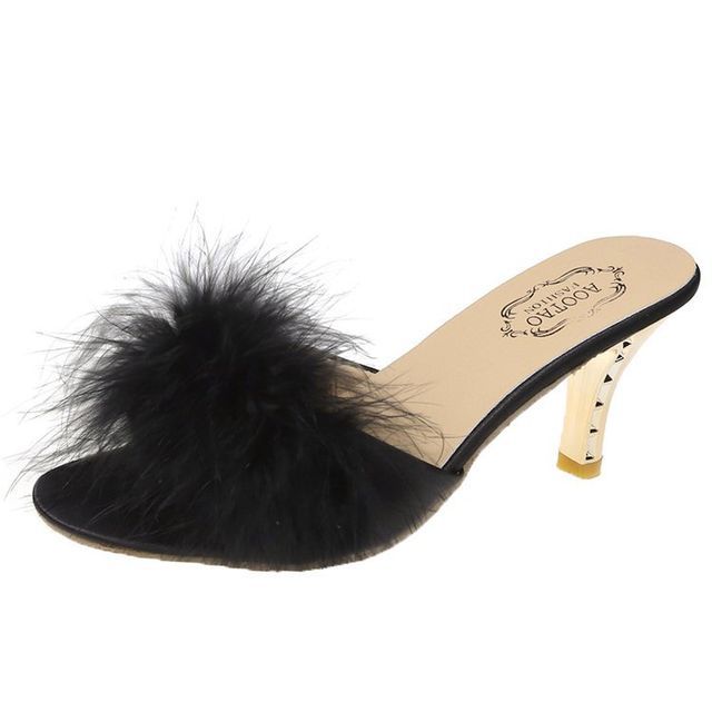 Sandals Heel Feather Slide High
