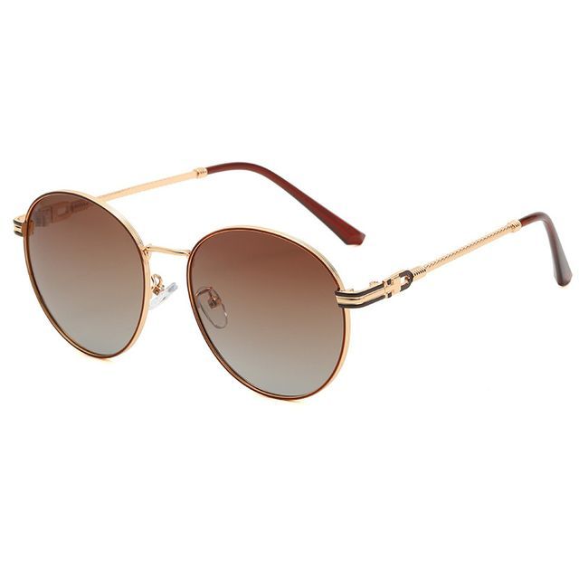 Round Polarized Metal Frame Sunglasses