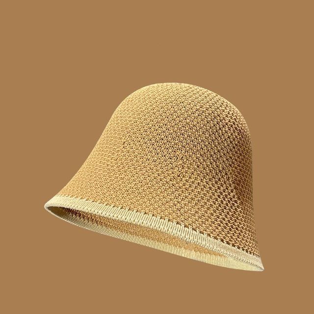 Knit Trim Bucket Contrast Plain Hat